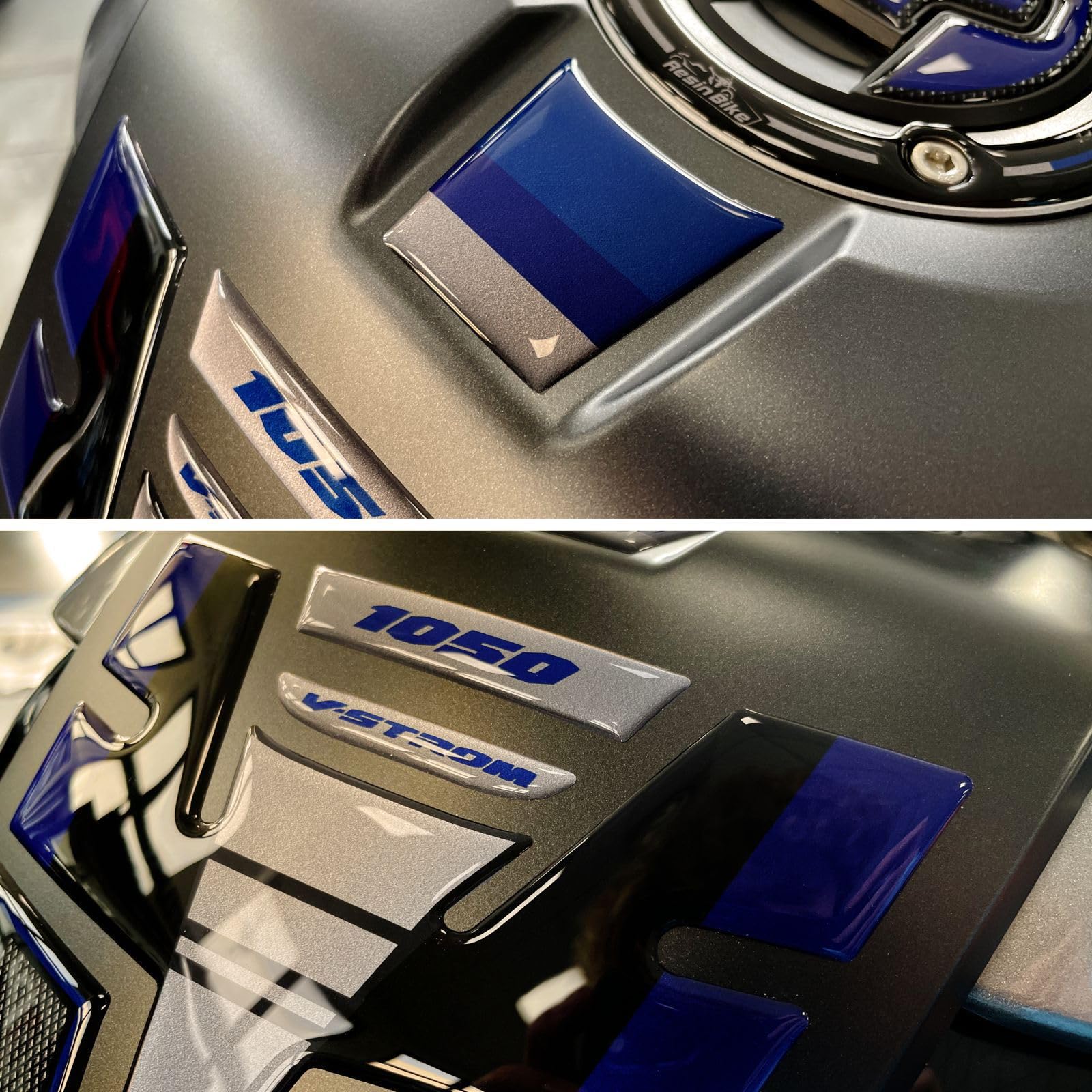 Resin Bike Tankaufkleber Für Suzuki V-Strom 1050 XT – 3D-Harz, Grau, Made In Italy