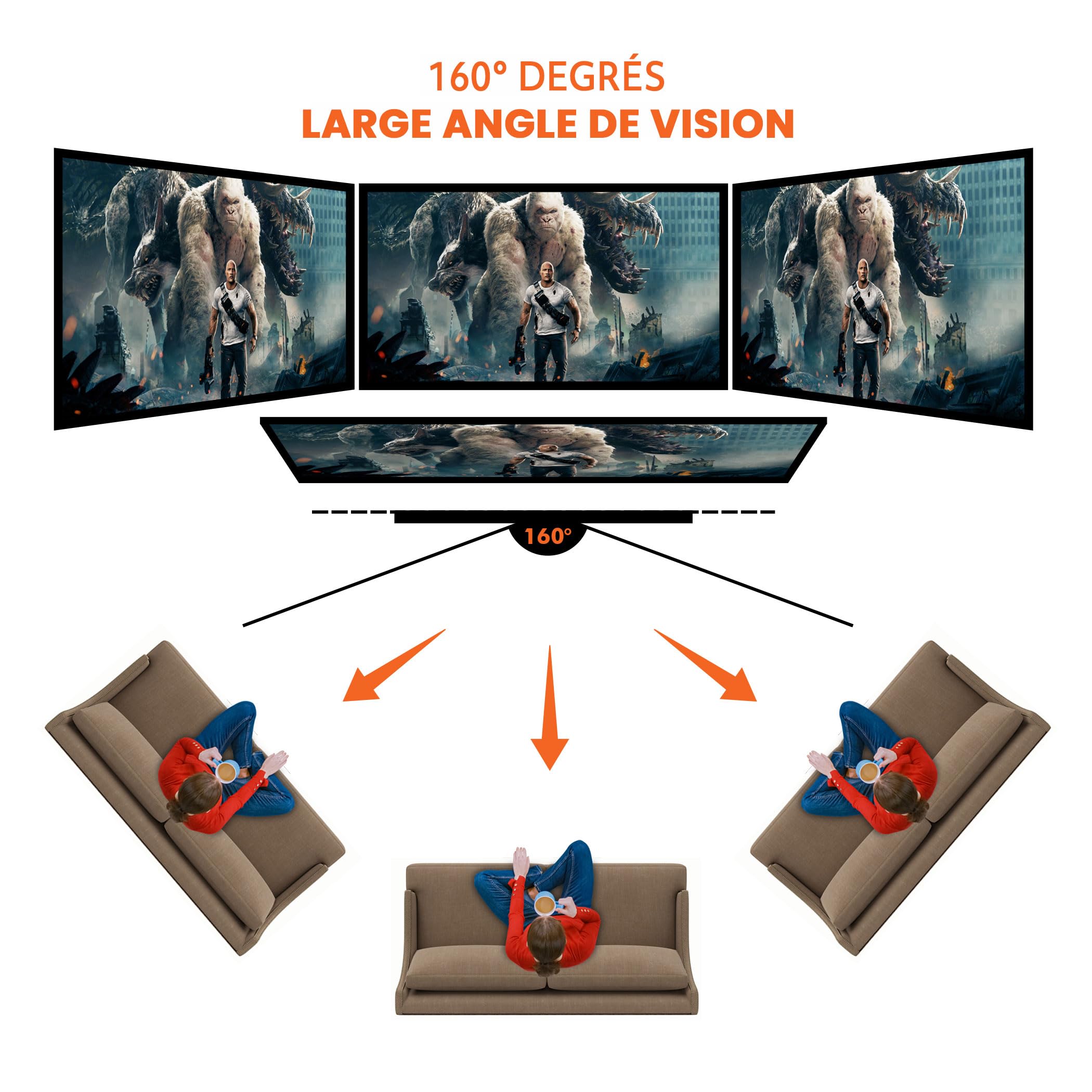 Pyle Écran de Projecteur avec Support - 100" 16:9 HD 4K, Portable, Léger, Autoportant, Pliable, pour Projections Intérieures et Extérieures, avec Cadre pour Cinéma Maison