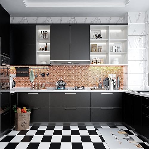 Vista 11 de AbaBoorty Papel de contacto negro de 400 x 15.8 pulgadas para gabinetes, rollo de papel de pared negro para dormitorio, autoadhesivo, extraíble