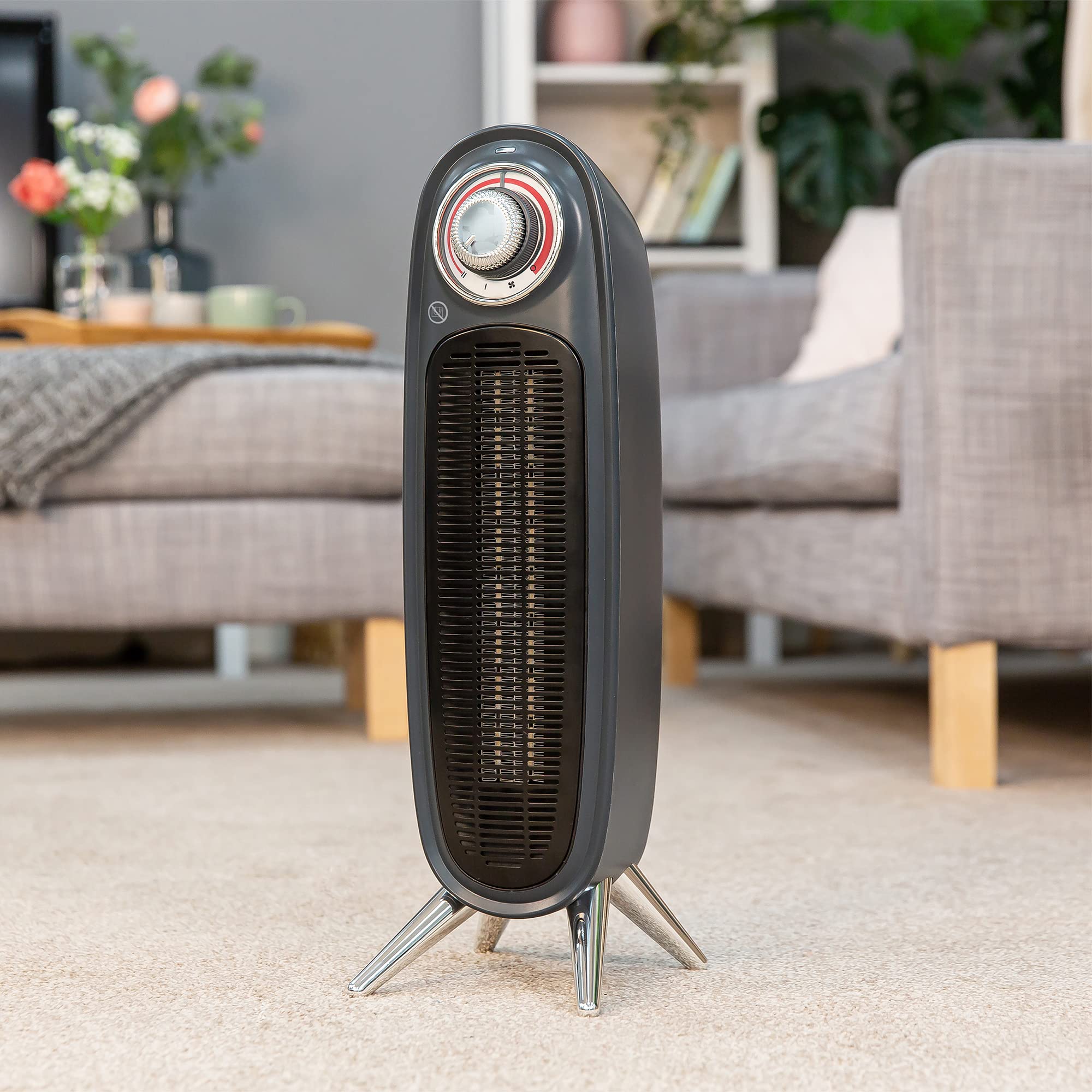 Russell Hobbs RHRETFH1002G 2000W Grey Retro Tower Fan Heater with  Adjustable Thermostat, PTC Heating, 20m2 Room Size, 2 Heat Settings and 2  Year Guarantee : Amazon.co.uk: Home u0026 Kitchen