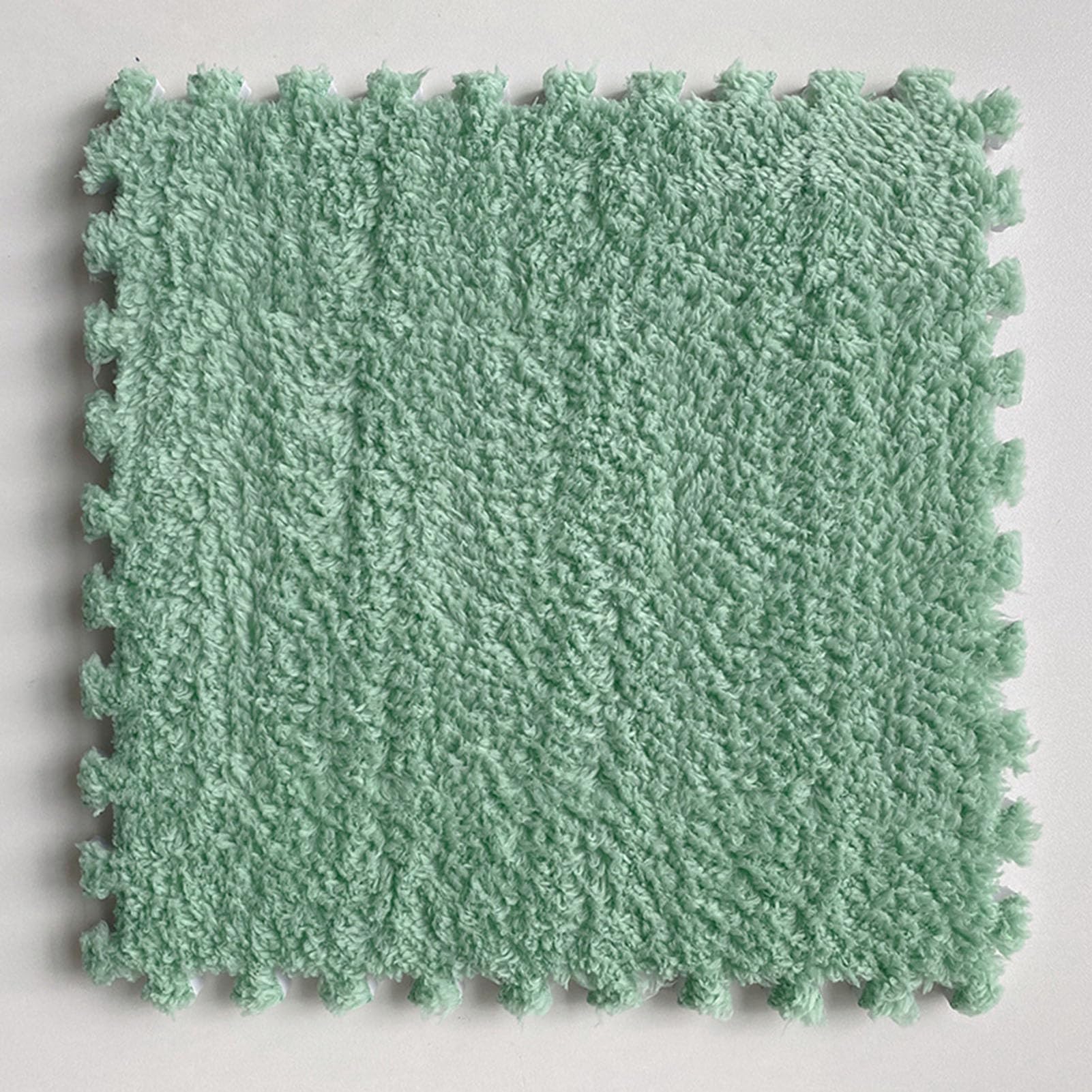 Piastrelle per Moquette ad Incastro Splice, Tappetino in Schiuma di Peluche, 64 tappetini Puzzle di Peluche, Blocchi di Tappetino Puzzle di Peluche Soffici tappeti in SCH,Mint Green