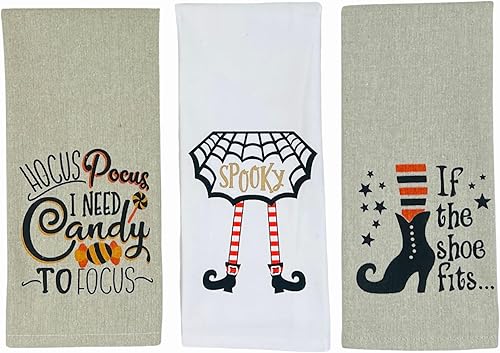 Miniatura 10 de Juegos de toallas de cocina de Halloween el paquete variado incluye 6 piezas espeluznantes divertidos y lindos refranes