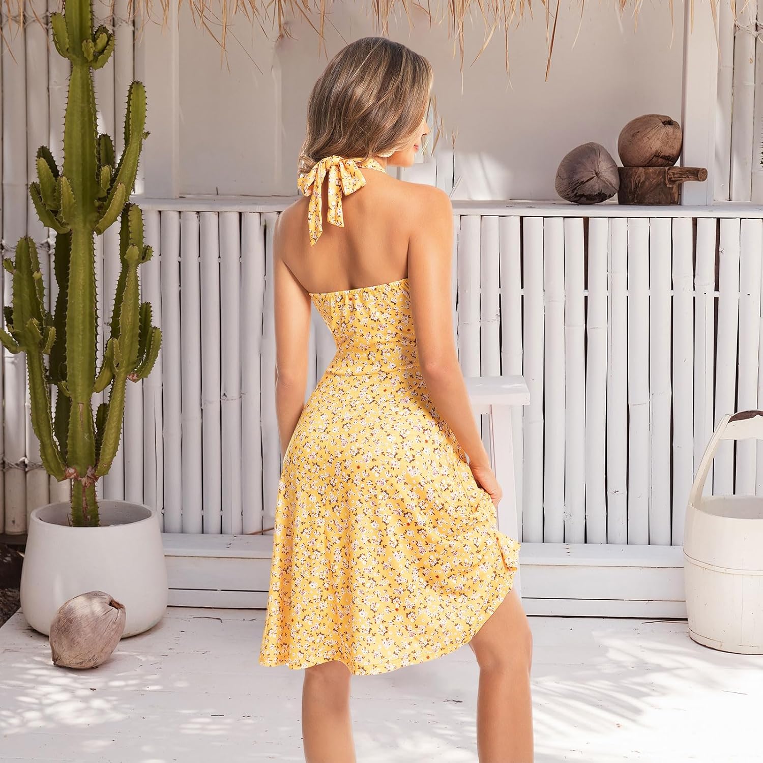 Summer Dresses for Women 2026 Sexy Sleeveless Halter Neck Ruffle Sundress Spring Beach Vacation Clothes - Image 3