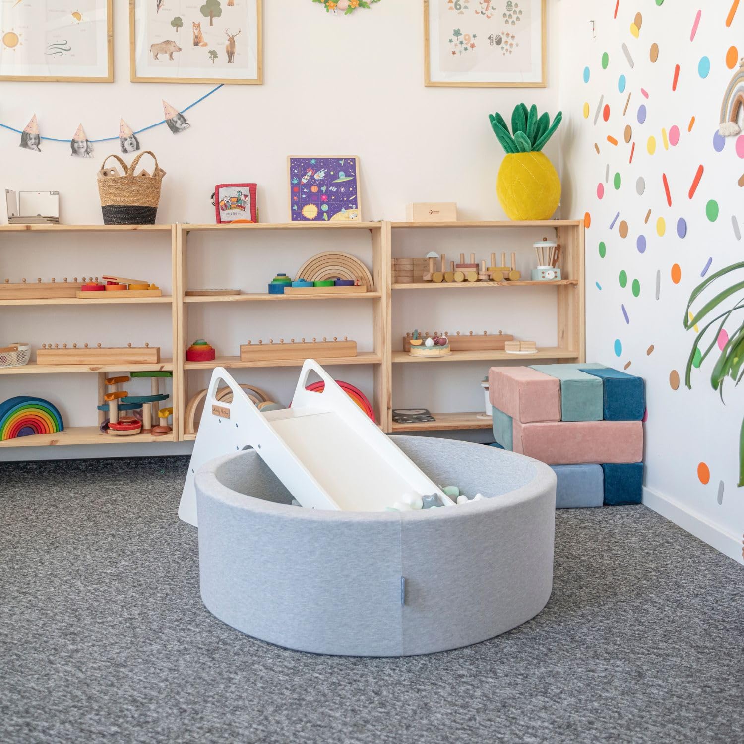 KiddyMoon Scivolo E Sedia In Legno Per Bambini 2In1 Montessori Multifunzione, Grande, Bianco