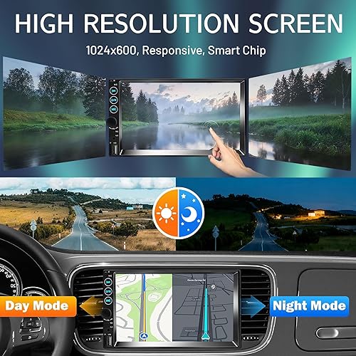 Miniatura 3 de Double Din Car Stereo, 7 Inch HD Touch Screen Car Radio with Backup Camera, Support Mirror Link, AMFM, BluetoothUSBTFAUXSWC