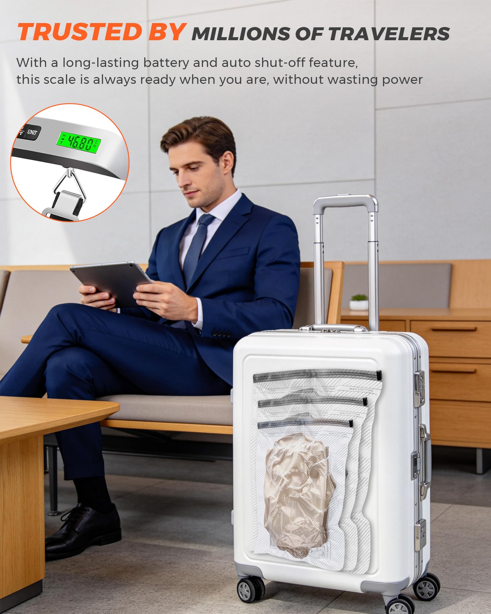 ANBIUX Lot de 15 sacs de rangement sous vide pour voyageurs, économiseur d'espace pour vêtements avec pompe électrique et balance à bagages, organisez et rangez facilement