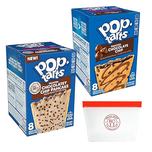 Paquete de pasteles esmerilados. Incluye paquete variado de Pop Tarts, una caja de 13.5 onzas de chispas de chocolate Pop Tarts, panqueques de