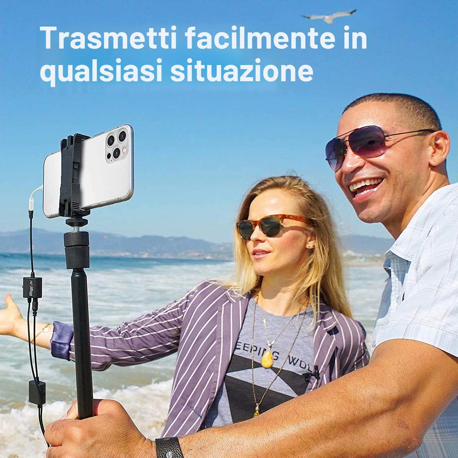 Ik Multimedia IP-IRIG-MICLAV2P-IN Irig Mic Lav Kit da 2 Microfoni Lavalier per iOS e Android, Nero/Antracite