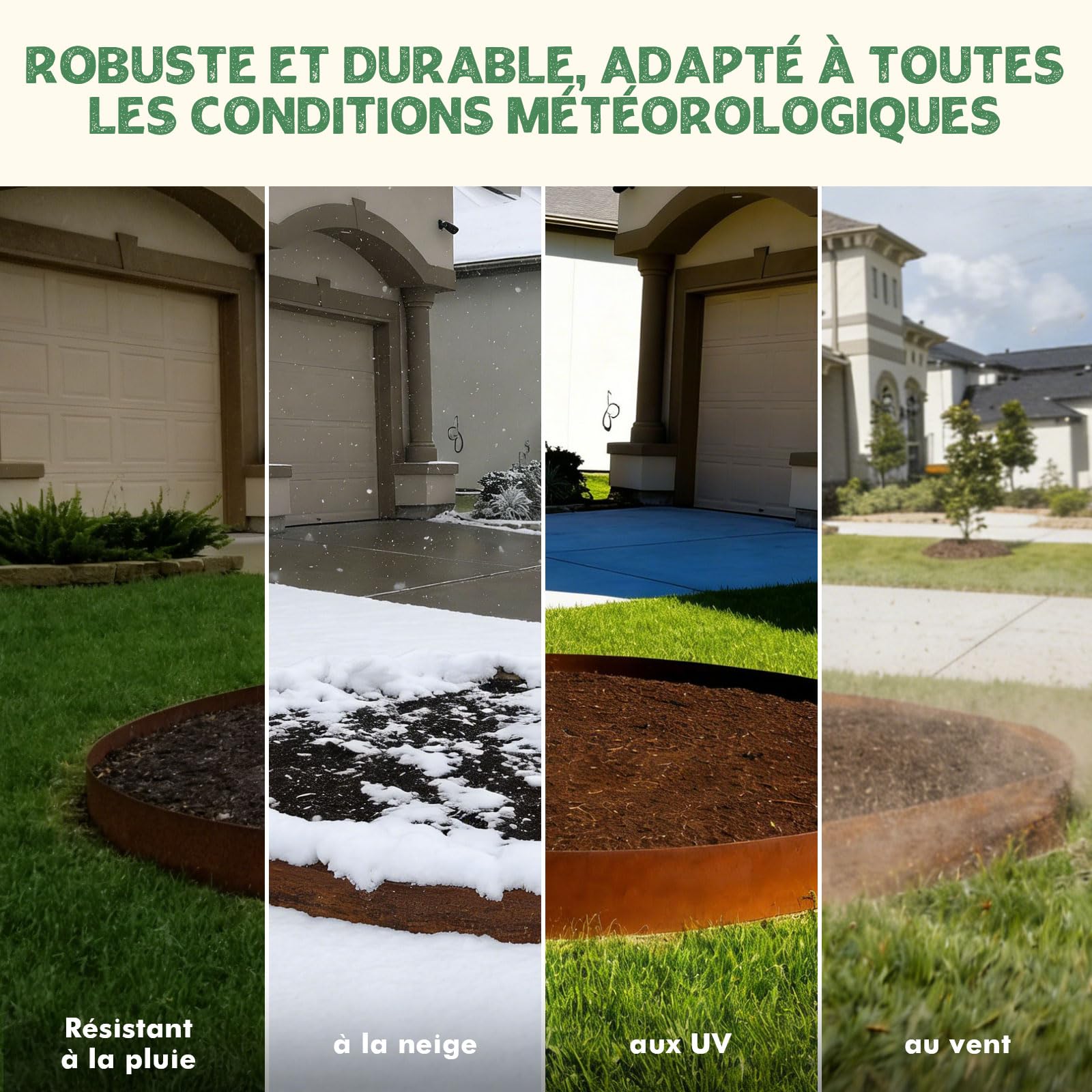 Bordure de pelouse, Acier Corten Flexible，10m x 14cm