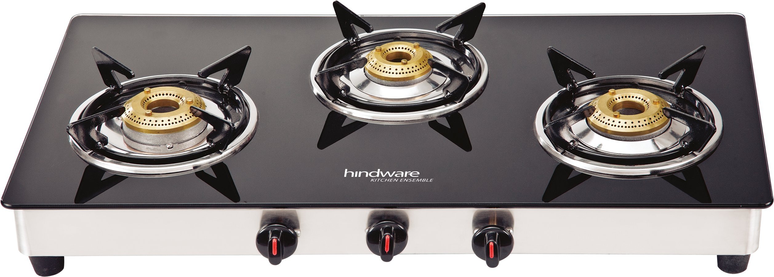 Buy Hindware Neo GL 3B Stainless Steel 3 Burner Cooktop, Black Online