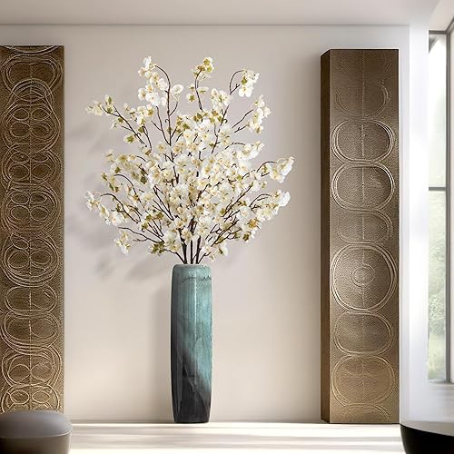 Miniatura 6 de Ammyoo 4 piezas de flores artificiales de cerezo a granel, flores de imitación de seda, ramo de tacto real para Navidad, Halloween, hogar, boda,