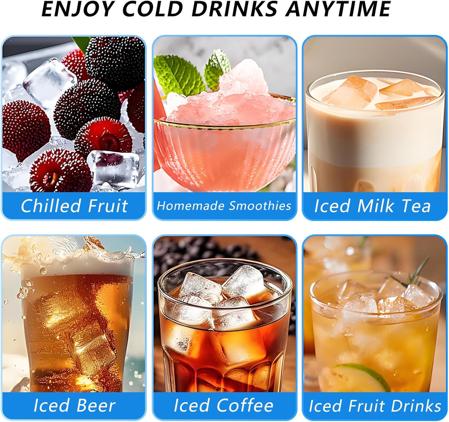 Portable Ice Cube Machine,10 Cubes in 10 Minutes,Low Noise, Self-Cleaning,for Camping Tailgating Outdoor Campsite B&B Guest Room White