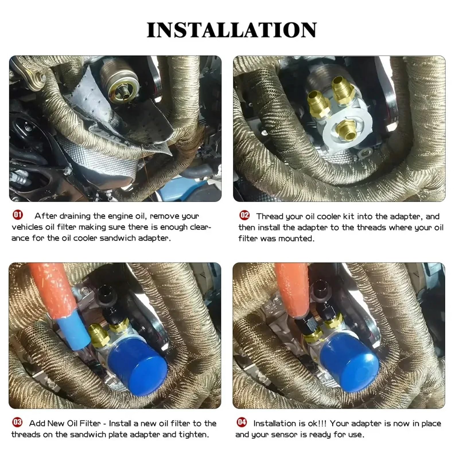 Adaptador Universal Cuadrado para Filtro de Aceite Tipo sándwich con termostato de 90 °C AN8/AN10 3/4"-16 UNF