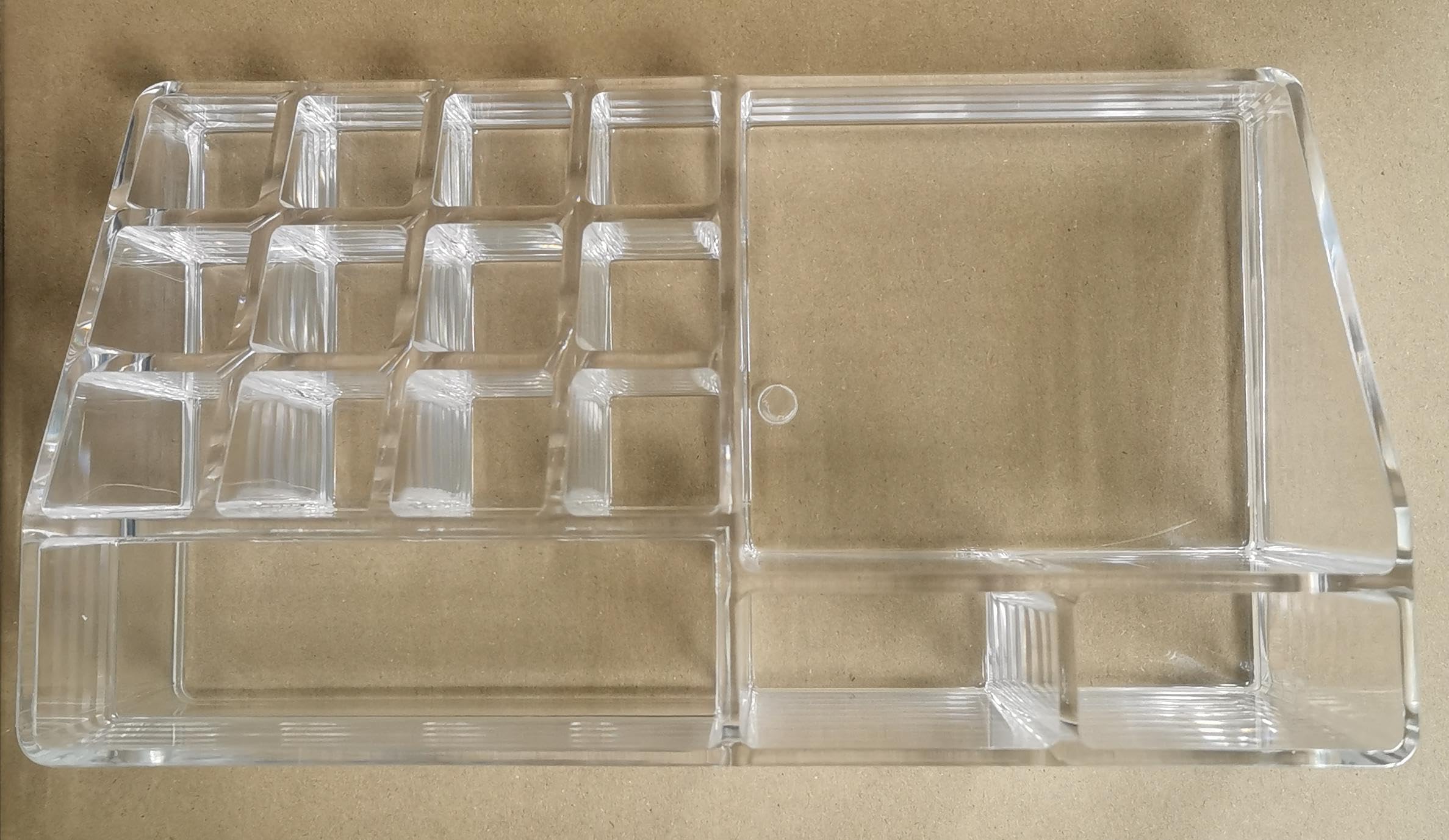 YOWOCHUNG Series Model HZ-05 Acrylic Makeup Organizer, Clear Cosmetic Storage Display, Multi-Compartment Holder for Lipstick, Nail Polish, Brushes