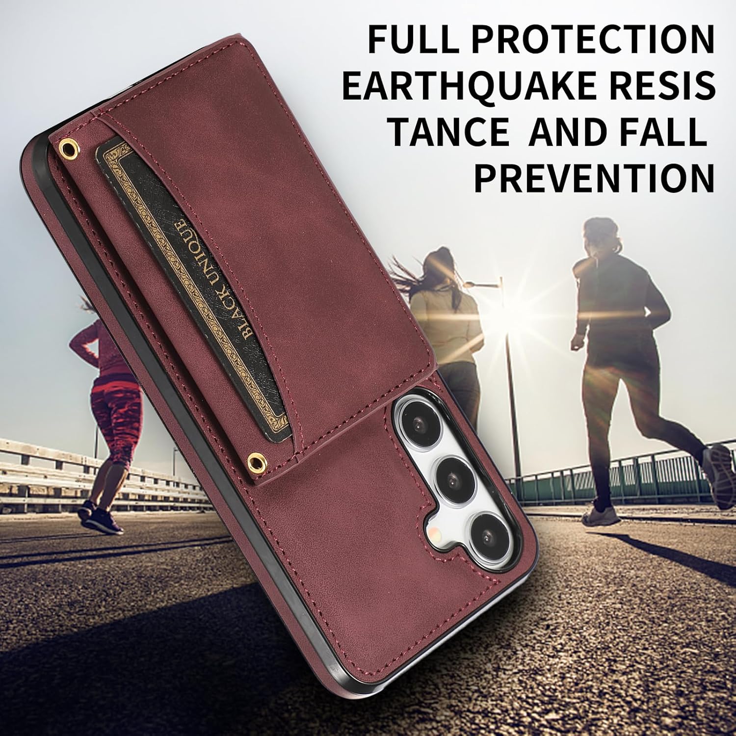 Asuwish Phone Case for Samsung Galaxy S24 Plus S24+ 5G Wallet Cover with Tempered Glass Screen Protector and PU Leather Credit Card Holder Stand Cell Accessories S24plus 24S + S 24 24+ Women Wine Red - Image 6