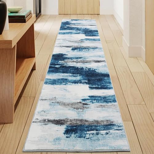 Carvapet 2x8 Blue Modern Abstract Runner Rug
