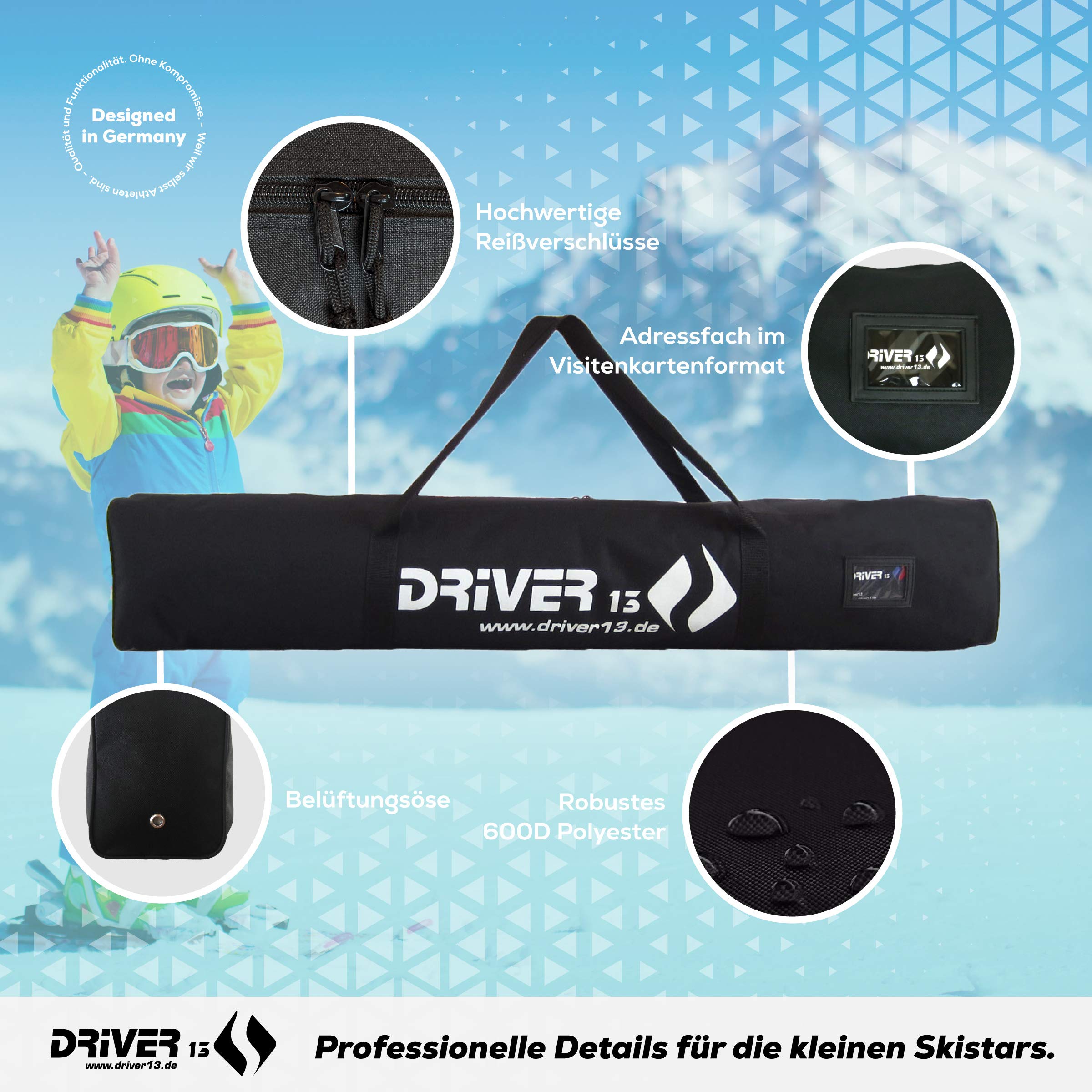 Driver13 ® Borsa da Sci per Bambini, Impermeabile, 120 cm