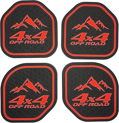 Miniatura 1 de Juego de portavasos para Jeep Wrangler Gladiator Renegade Rubicon Jl 2020 2021 2022 2033 años hecho de PVC lavable antideslizante (rojo)