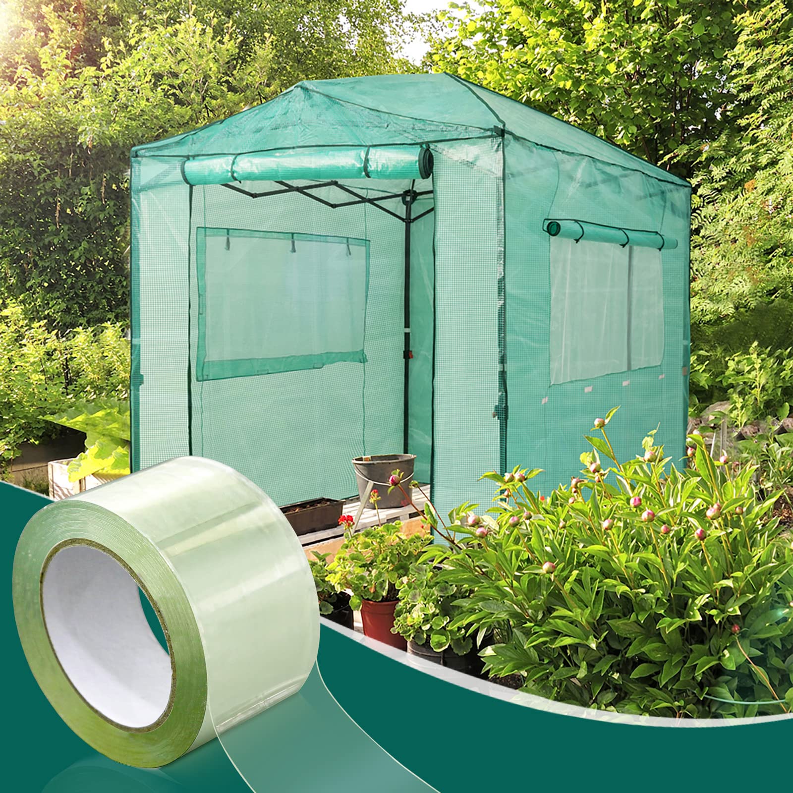 EAGLE PEAKGreenhouse Cover Repair Tape 2''x30' Heavy Duty 18.9 mil Reinforced Ultra High Performance Acrylic Adhesive Weather Resistant Tape for PE Polyethylene Greenhouse Covers and Film, Clear