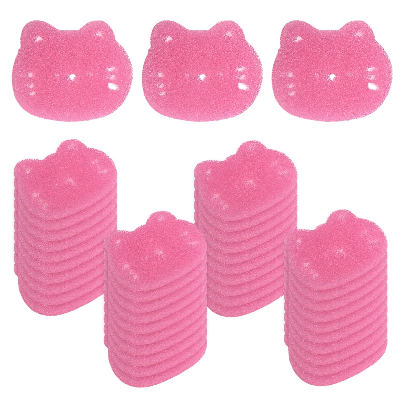 M METERXITY 40-Pack Hot Tub Scum Absorber, 9x12 Cm/3.5x4.7 Inch Sponge Kitten Pattern Scum Balls for Spa, Bathtub and Swimming Pool to Soak Up Oils Bathtub Accessories [Pink]