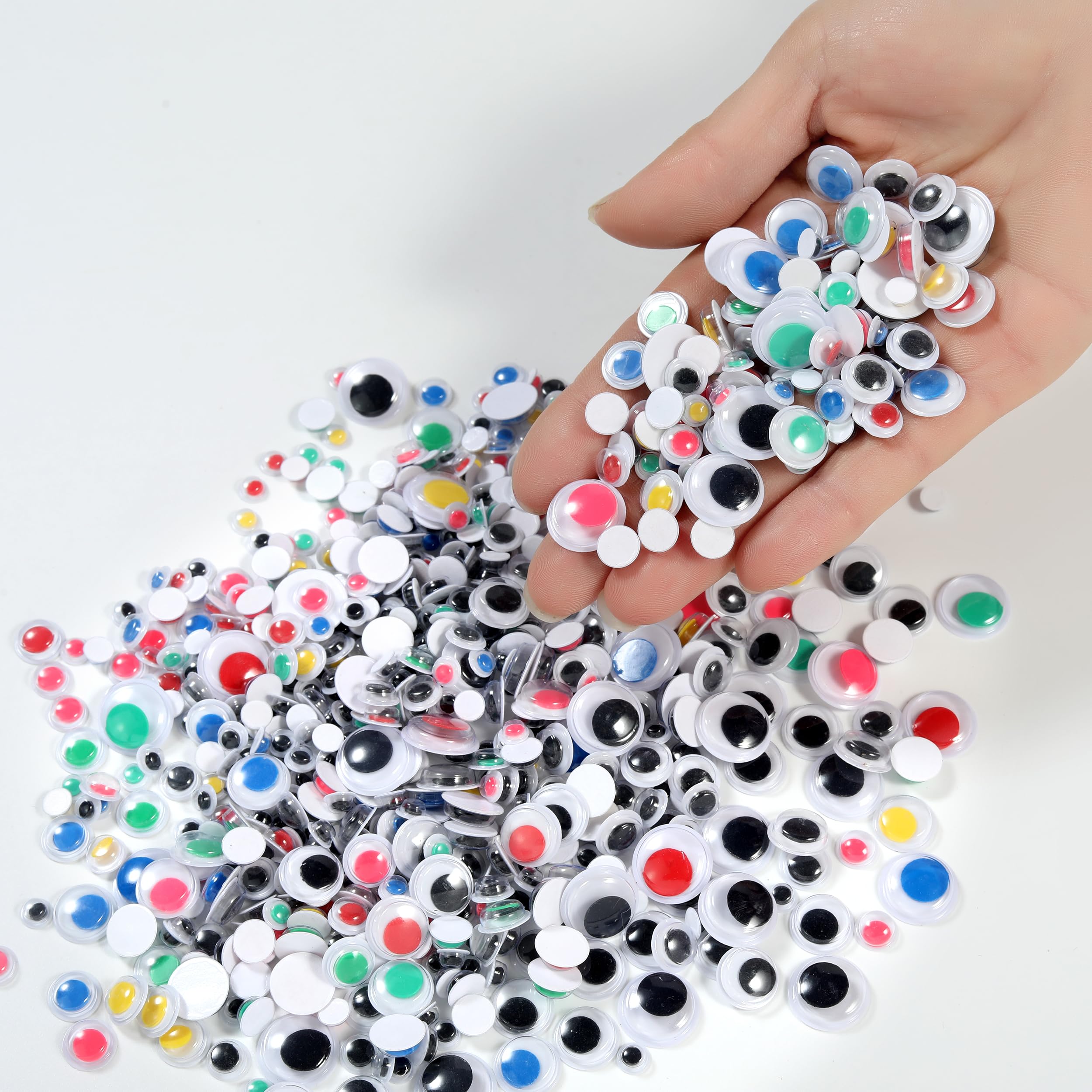 Hudinsun Lot de 600 yeux mobiles autocollants noirs et multicolores de 6 mm, 8 mm, 10 mm, 12 mm, 15 mm, 20 mm pour travaux manuels