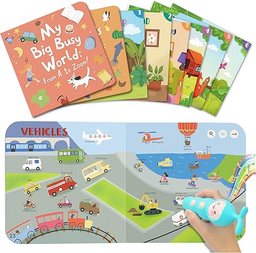 Miniatura 10 de QuTZ Juego de libros de bolígrafo parlante, aprende a leer libros con sonido, 8 libros de audio de tocar para leer, más de 600 palabras y datos