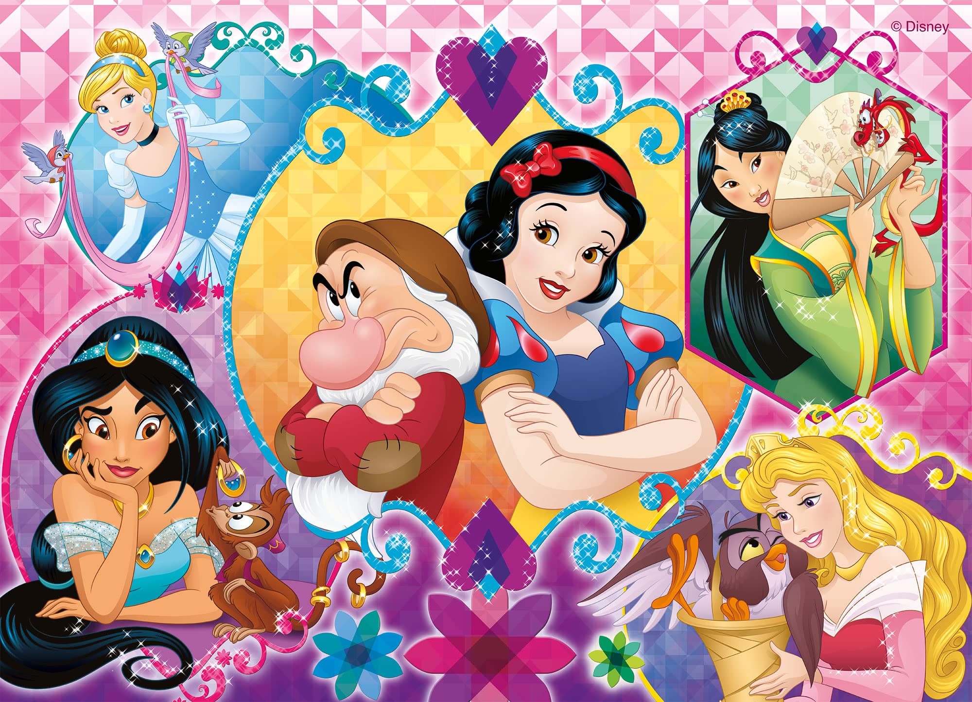 Lisciani Gry - Disney Puzzle Maxifloor 2 X 24 Princess, 91720