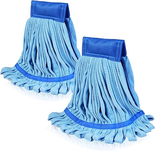 Cabezales de fregona de microfibra reemplazo del cabezal de fregona para limpieza de pisos, fácil de escurrir, azul (paquete de 2)