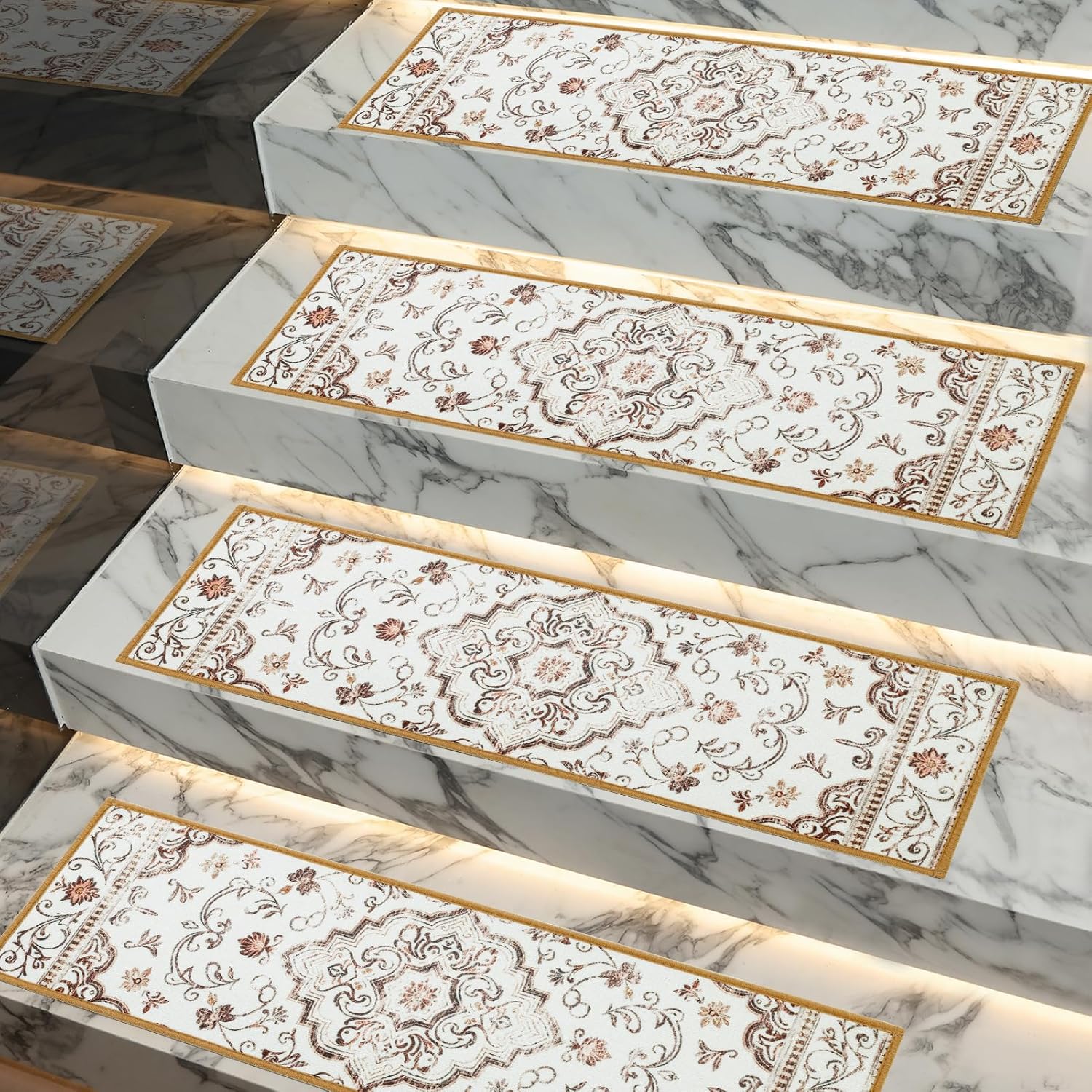 Carpet Stair Treads 15pcs, 9"X28" Non-Slip Indoor Treads for Wooden Steps with Soft Surface, Peel and Stick Adhesive, Reusable, Kid, Senior, Pet-Friendly (Taupe) 9"X28" Taupe 15