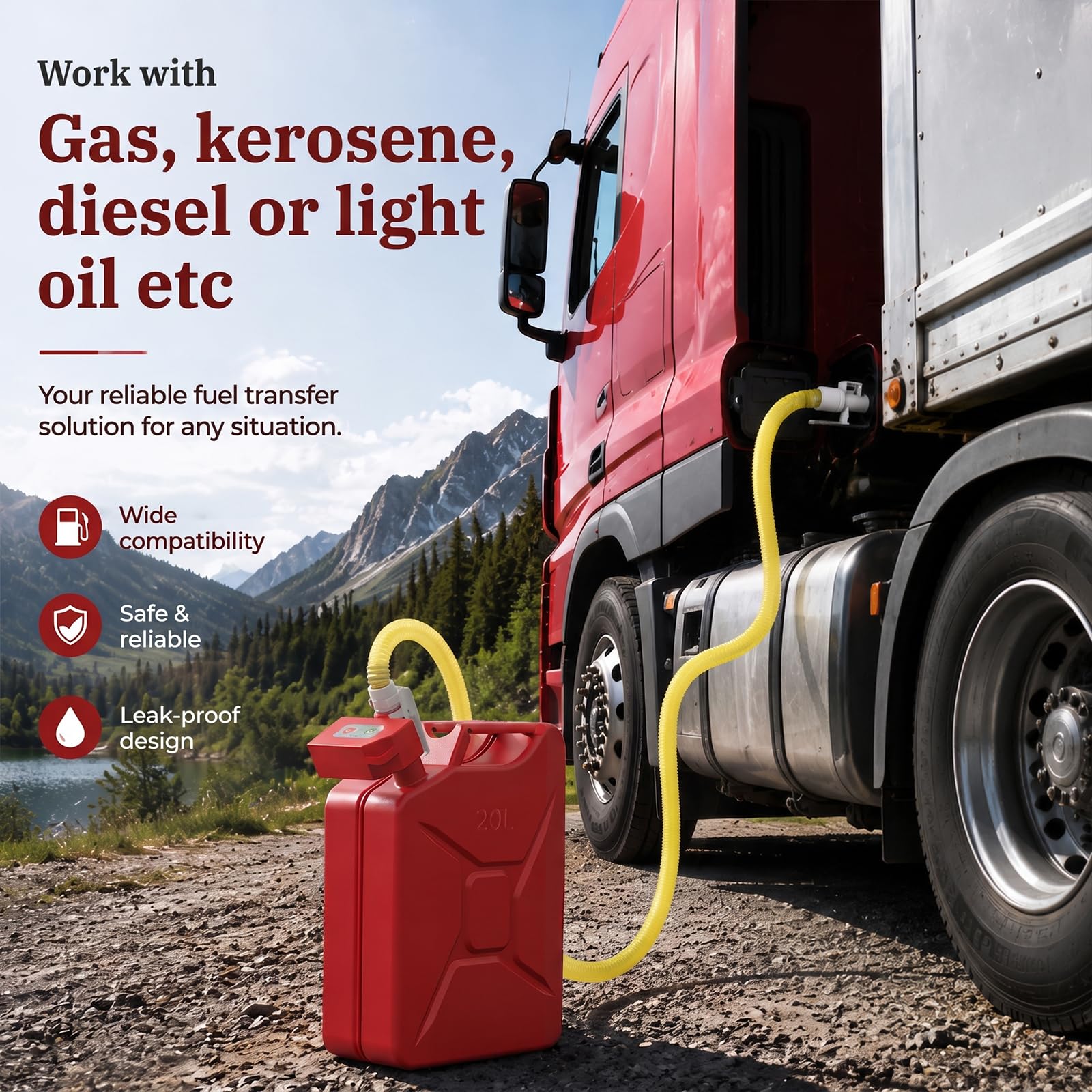 Kraftstoff Umfüllpumpe mit Auto-Stopp-Sensor, Aufladbare Benzinpumpe Elektrische, Tragbare Flüssigkeitspumpe Multifunktions Dieselpumpe Kraftstoffpumpe für Kanister Benzin, Öl, Diesel