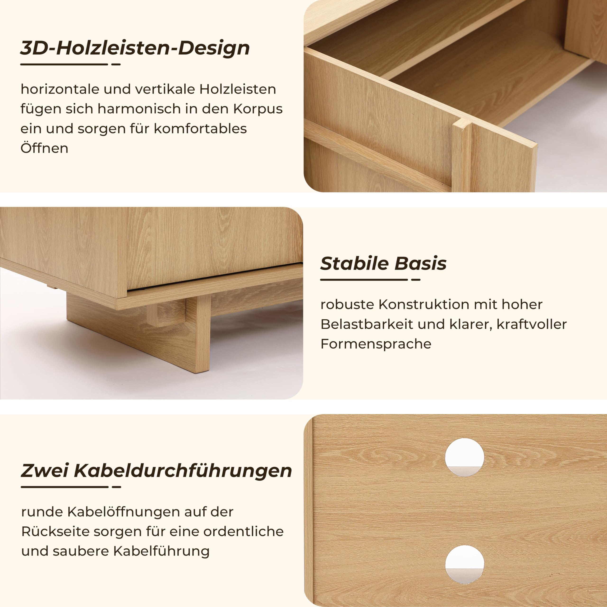 Hometopia TV Schrank 140 cm, Fernsehschrank im modernen skandinavischen Stil, TV-Lowboard stehend mit 2 Türen & 2 Ablagen, für TV bis 60 Zoll, geeignet für Wohnzimmer & Schlafzimmer