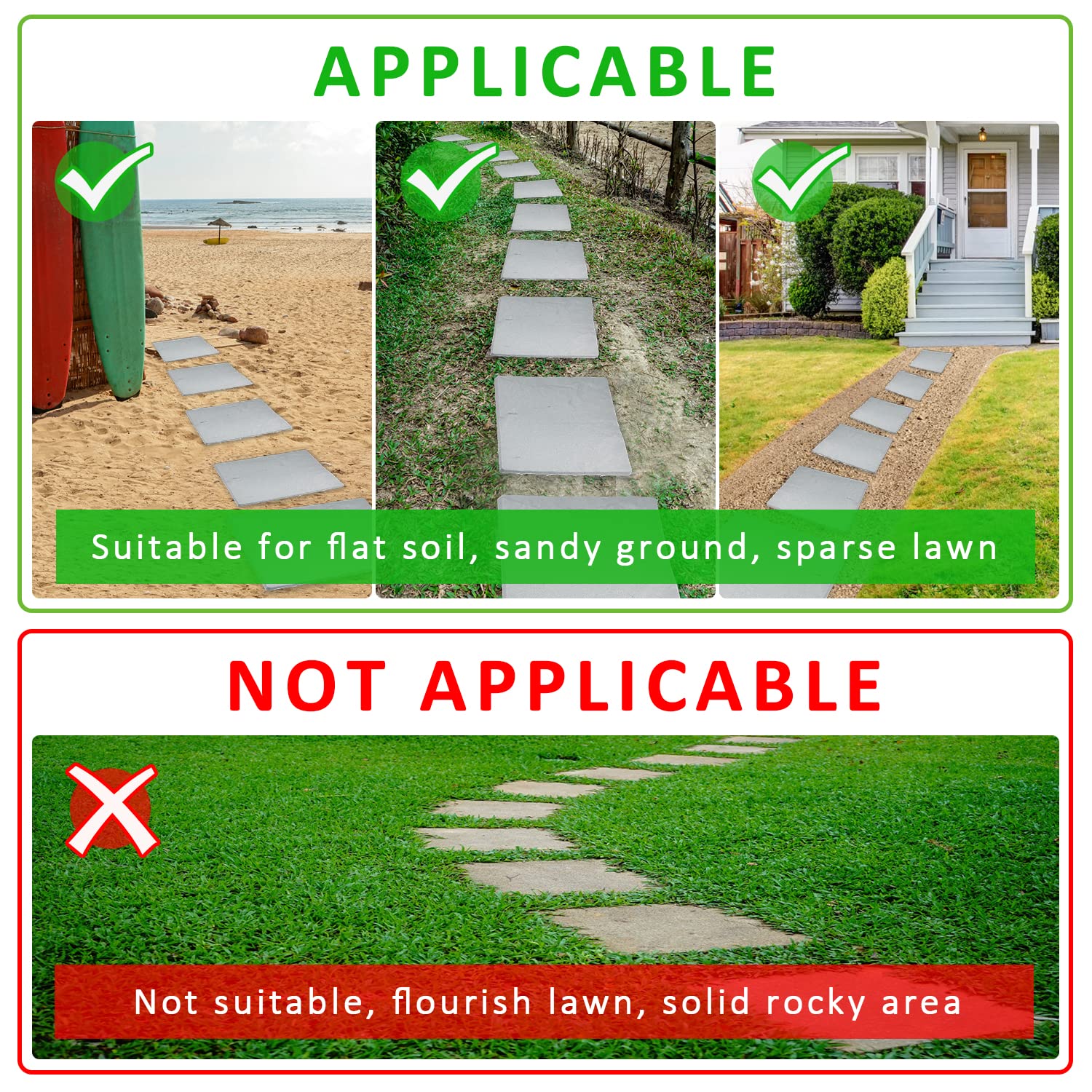 Garden Stepping Stones Outdoor Walkway,6 Pack Lightweight (230g) 11.7