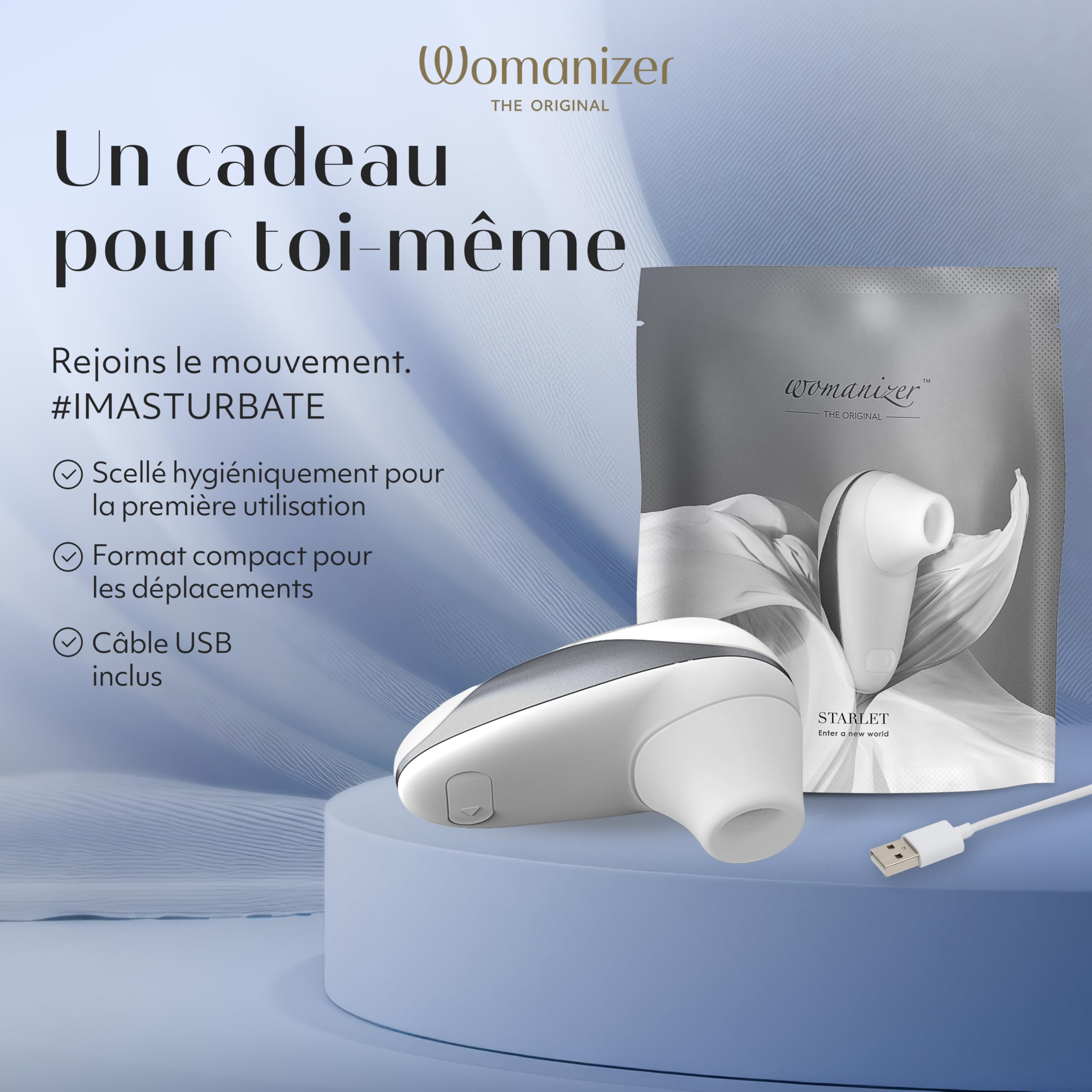 Womanizer Starlet Snow - Suceur de clitoris - Mini stimulateur clitoridien avec 4 niveaux d'intensité - Sex Toy silencieux étanche