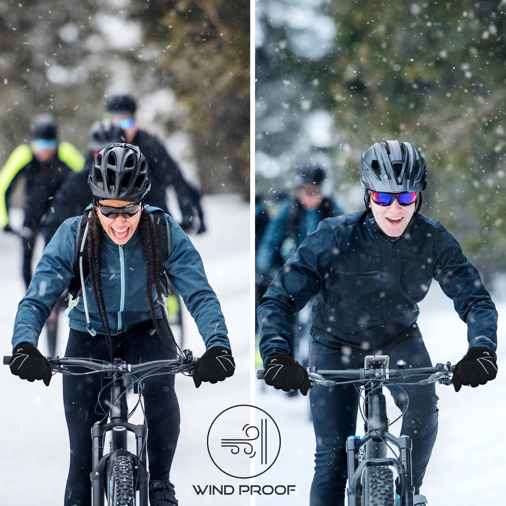 WESTWOOD FOX Guantes de invierno para correr, cálidos, ligeros, antideslizantes, guantes de ciclismo para pantalla táctil para hombres y mujeres, guantes de forro térmico para deportes, trabajo,