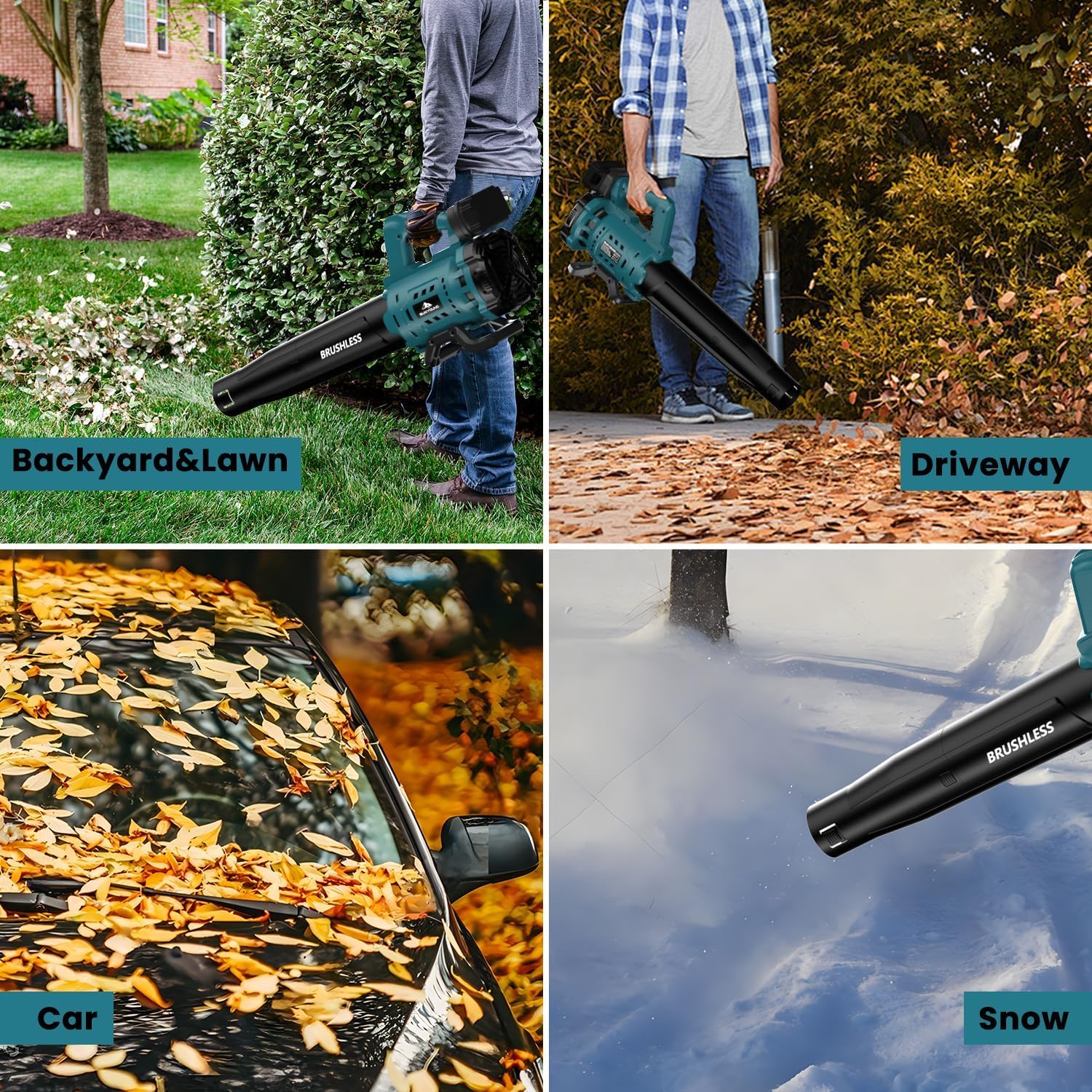 Soplador inalámbrico para batería Makita de 18 V, soplador eléctrico portátil inalámbrico con motor sin escobillas, volumen de aire 480 cfm, velocidad 200 km/h, para mantenimiento de la césped