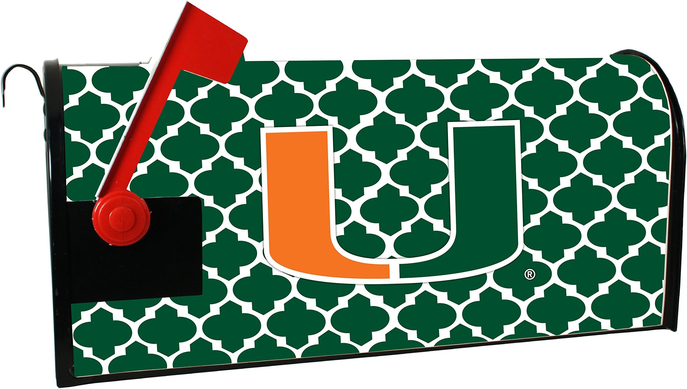 Miami Hurricanes Mailbox Cover-University of Miami Magnetic Mail Box Cover-Moroccan Design