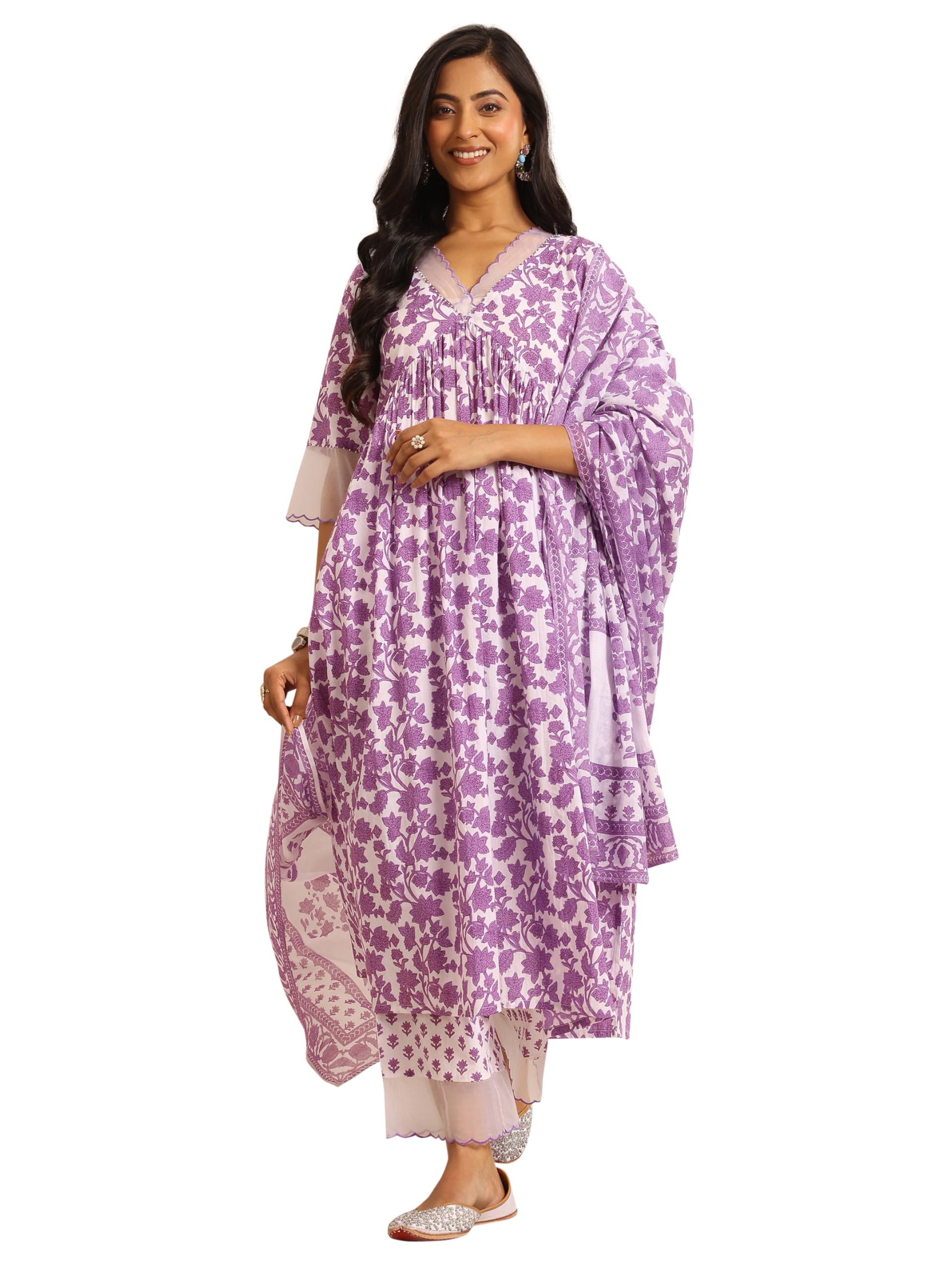 libas Printed Cotton Blend Anarkali Kurta set for Women | ethnic wear | bridal suit | occasion wear-picture-19
