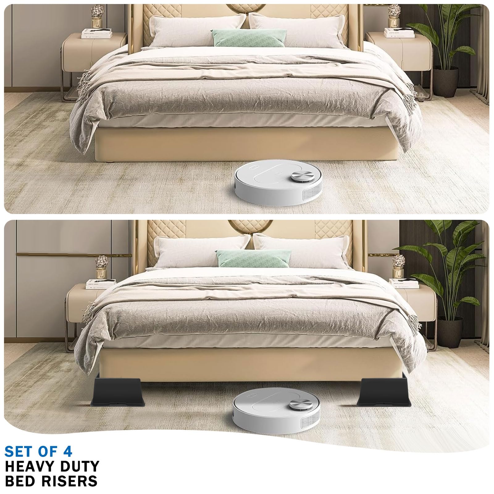ANNKUT 6-Inch Heavy Duty Bed Risers (6 Pack) - Round Furniture Lifts For Bed, Desk, Sofa, Supports Up To 6000 Lbs, Black - View #3