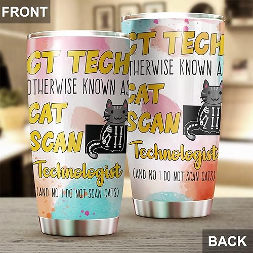 Miniatura 3 de CT Tech - Vaso de acero inoxidable de 20 onzas, regalo de tecnología de escaneo de gatos para cumpleaños y Navidad, regalo CT Tech para compañeros