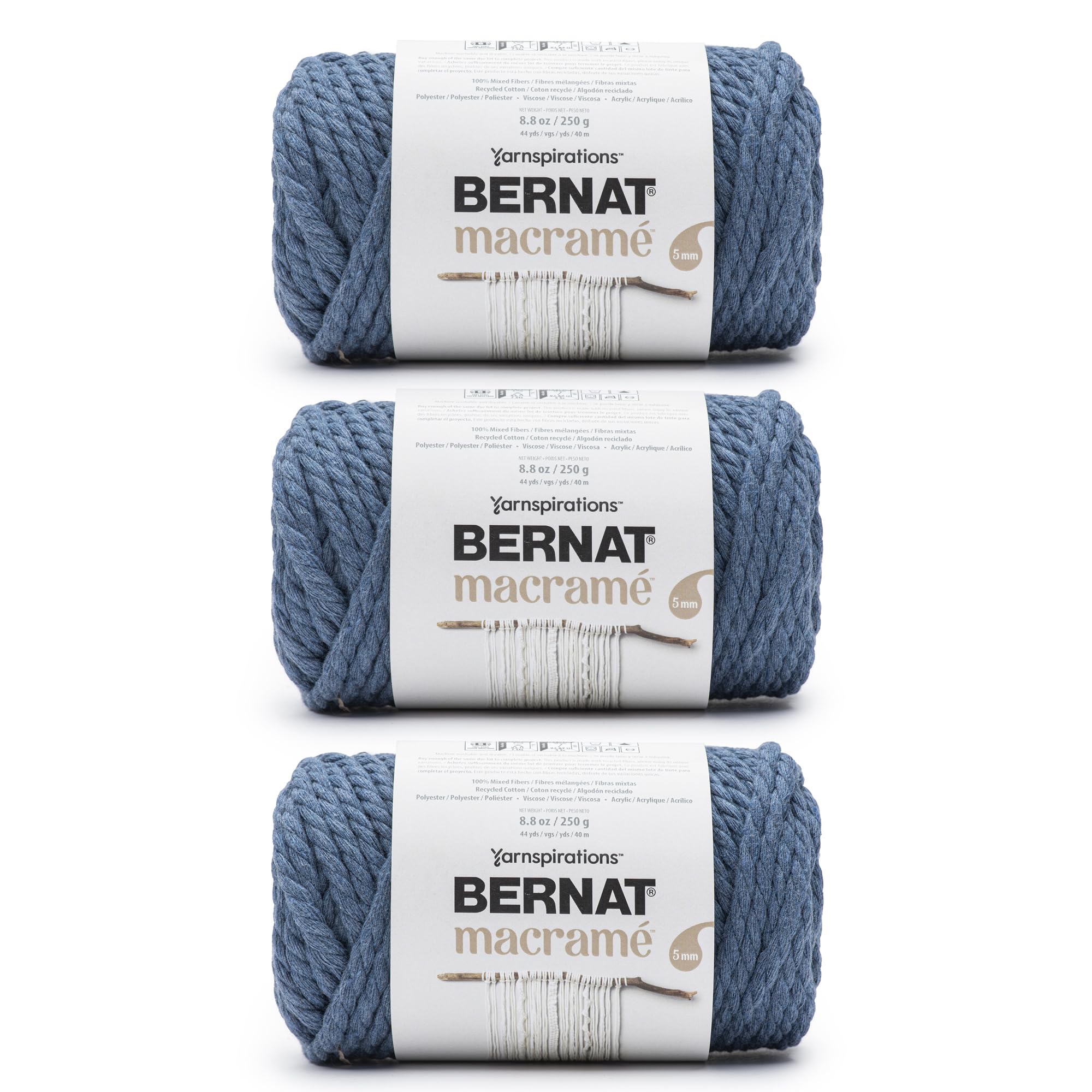 Fil à macramé denim Bernat pour créer votre décoration intérieure bohème chic fait maison