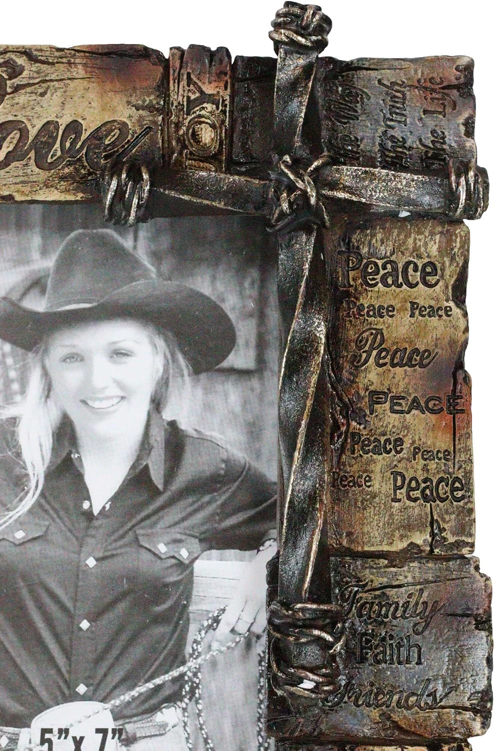 Ebros Gift Rustic Western Christian Holy Bible Scripture Words of Encouragement Friendship Faith Hope Love Grace Picture Photo Frame Wall Or Desktop Easel Decorative Inspirational Accent