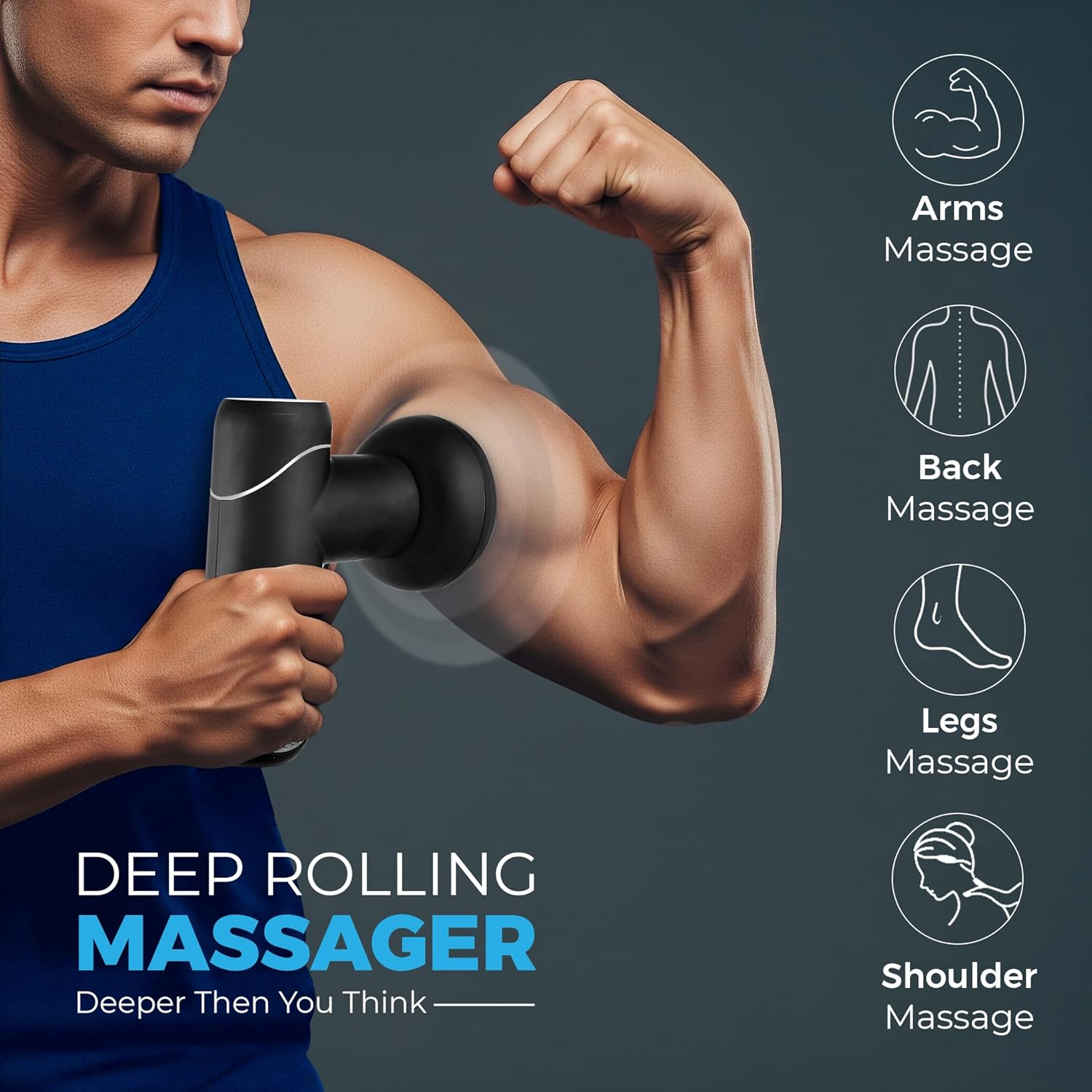 Guesto Deep Tissue Tissue Massage Gun for neck, back, legs, legs and shoulders | Handheld muscle pain relief and acupressure massage for athletes. 5 changed head, 6 speed, 2000mAh battery Guesto Deep Tissue Tissue Massage Gun for neck, back, legs, legs and shoulders | Handheld muscle pain relief and acupressure massage for athletes. 5 changed head, 6 speed, 2000mAh battery