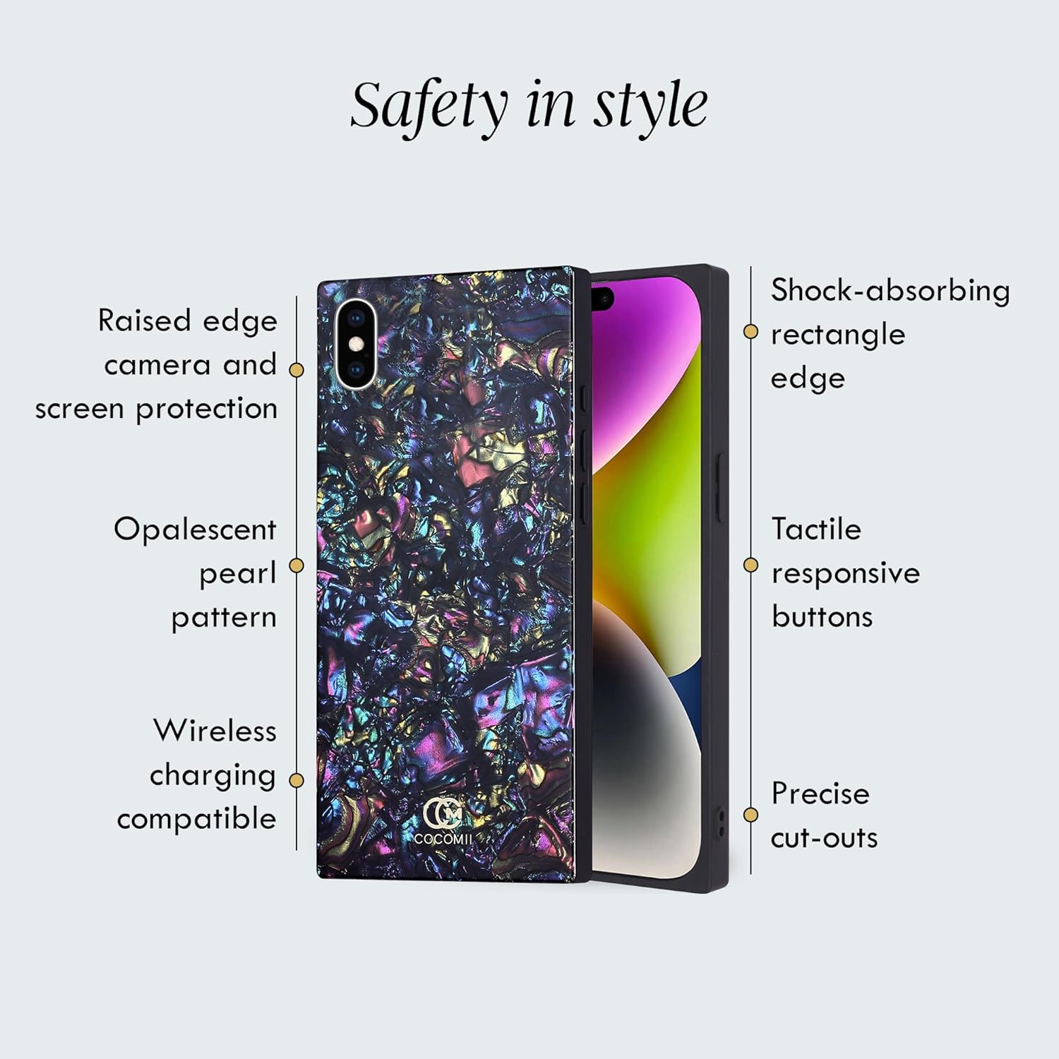 COCOMII Rectangle Case for iPhone Xs/iPhone X, Wireless Charging Compatible, Nebula Abalone Shell