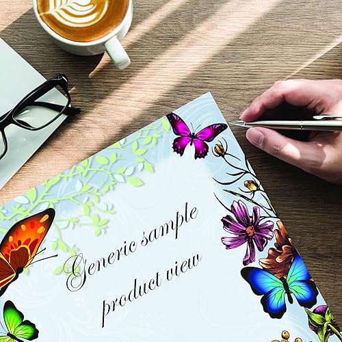 Vista 3 de Papel para impresora láser y inyección de tinta con membrete de mariposas, paquete de 25