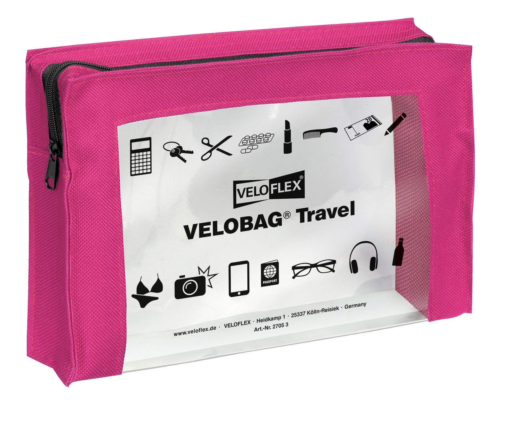 Veloflex velobag XXS Folder A5 Made of PP with Reinforced Textile Edges Travel, A5 Pink