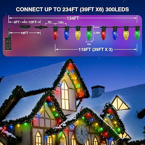 Miniatura 3 de Luces de Navidad inteligentes C9 para exteriores, 118 pies, 150 luces LED programables, luces de hadas que cambian de color RGB, aplicación y