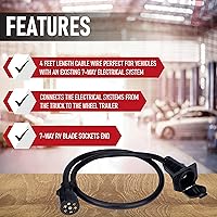 Vista 2 de Cable de extensión de remolque de 7 vías, 4 pies, conector de doble punta, resistente a la intemperie, enchufe de conector de cableado de 7 pines
