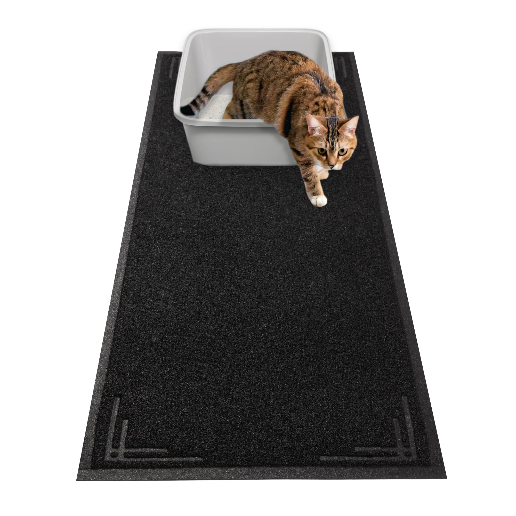 Long Cat Litter Mat Runner 2'x6' - Trap Dirt, Mud and Cat Litter - Premium Waterproof PVC Mesh, Non Slip Rubber Runner for Pets, Entry, Mudroom,