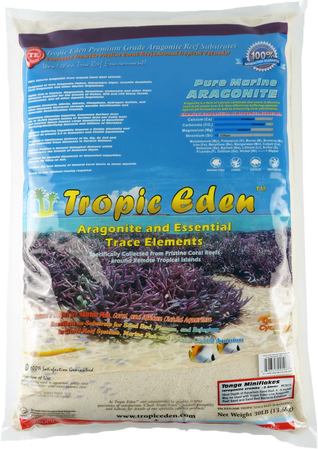 Aragonite Substrate - 30lbs (Aragonite Crumbs, 2mm) - Marine, Cichlid & Freshwater Aquarium Substrate
