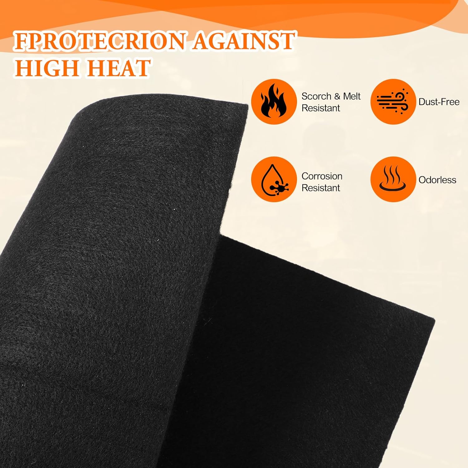 6 Pack 20'' x 20'' Welding Blanket Fireproof Pad 5mm Thickened Carbon Felt Wick Flame Retardant Protective Mat High Temperature Resistant 1800°f for Glass Blowing Camping Wood Stove Grill